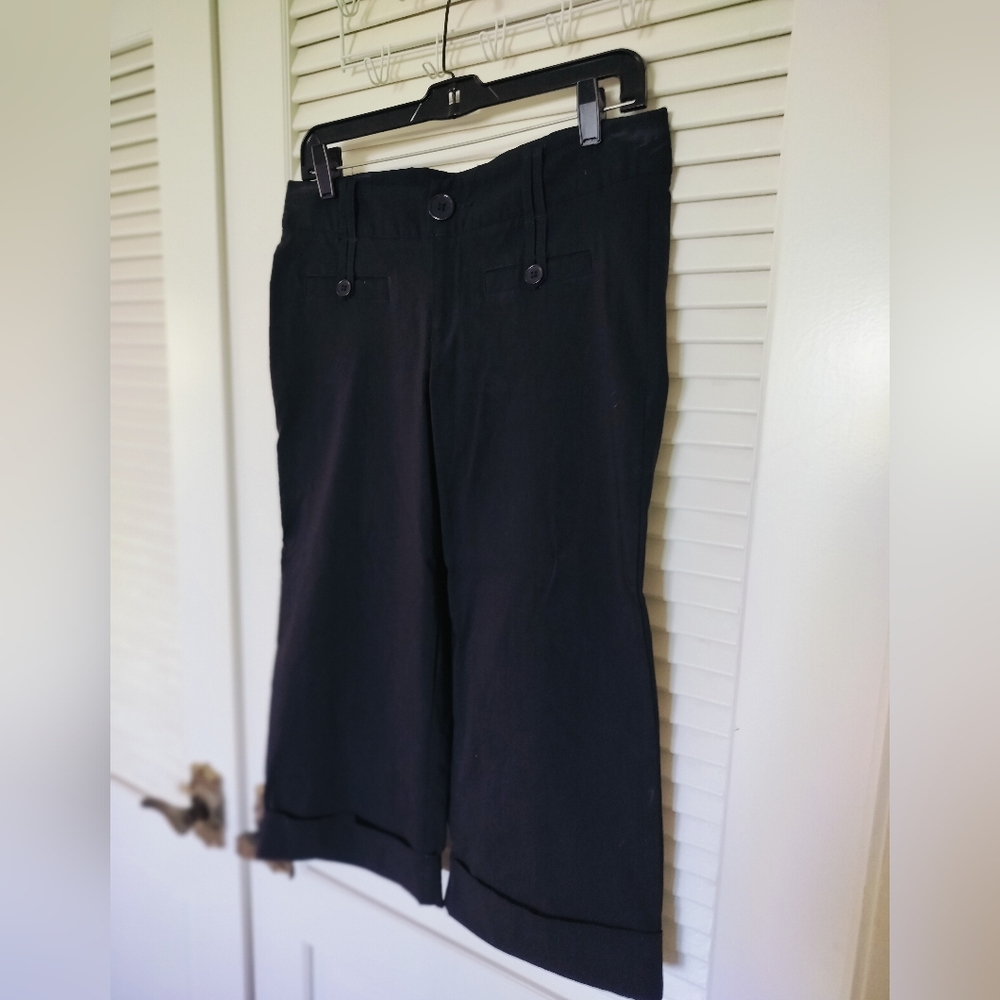 Ellemenno Wide Leg Cuffed Crop Pants Size 11 Black